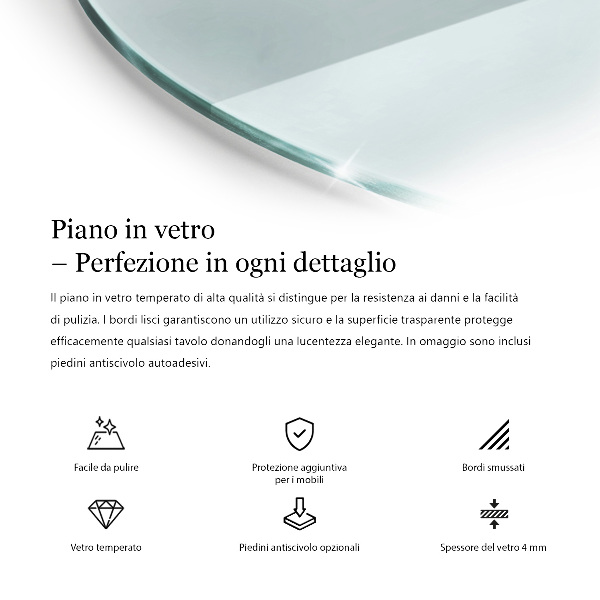 Piano rotondo per tavolo trasparente