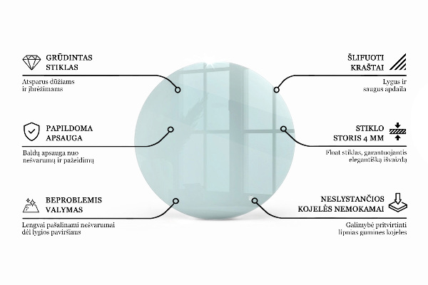 Piano rotondo per tavolo trasparente