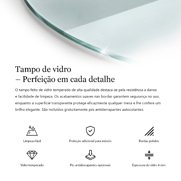 Piano rotondo per tavolo trasparente