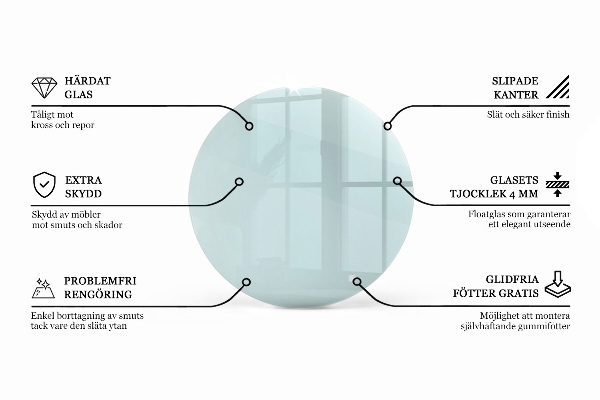 Piano rotondo per tavolo trasparente