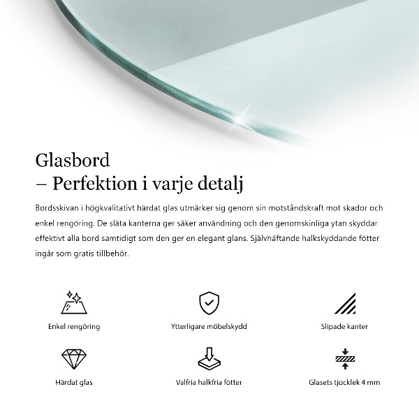 Piano rotondo per tavolo trasparente