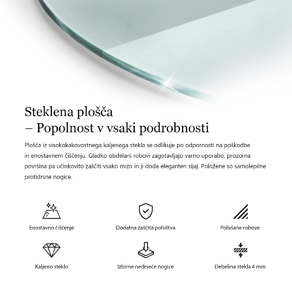 Piano rotondo per tavolo trasparente