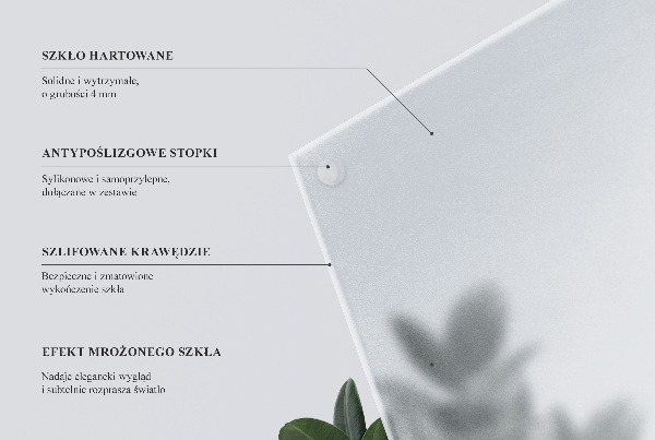 Piano in vetro traslucido per tavolo rettangolare