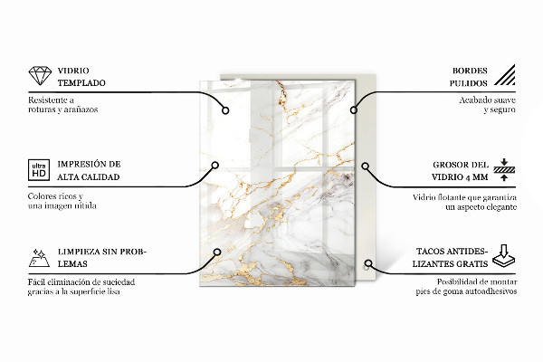 Piano del tavolo rettangolare Marmo con venature delicate