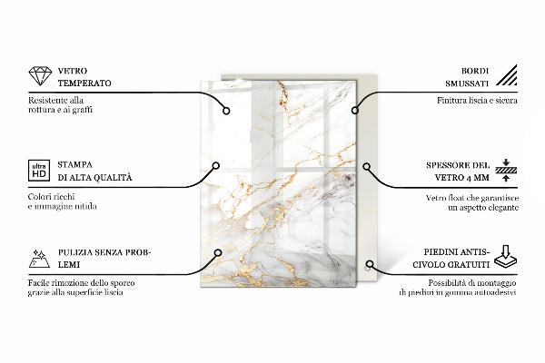 Piano del tavolo rettangolare Venature del marmo nel design