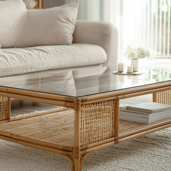 Piano di cristallo per tavolo rettangolare trasparente