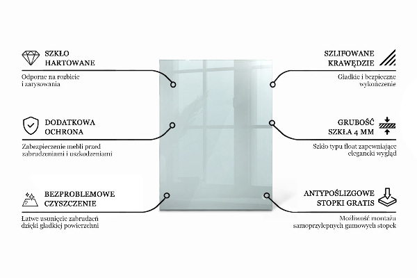 Piano di cristallo per tavolo rettangolare trasparente