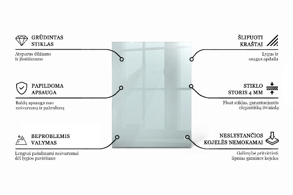 Piano di cristallo per tavolo rettangolare trasparente
