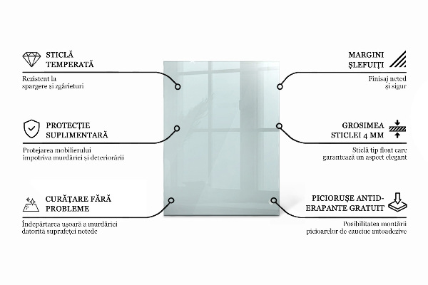 Piano di cristallo per tavolo rettangolare trasparente