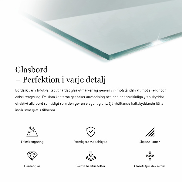 Piano di cristallo per tavolo rettangolare trasparente