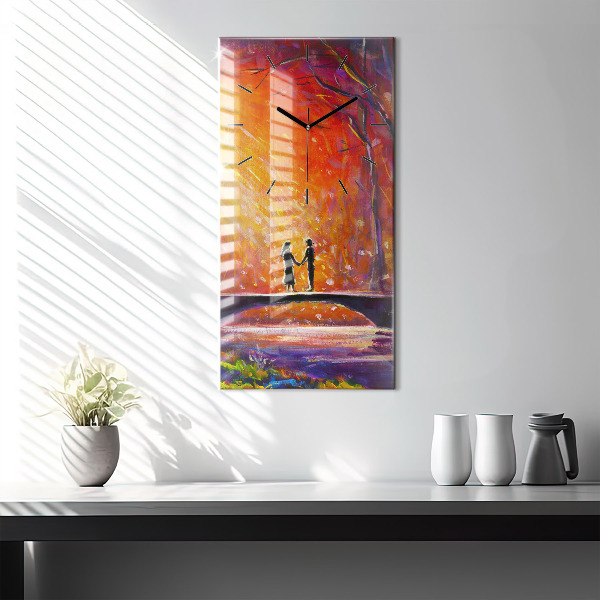 Orologio verticale in vetro Coppia nella foresta