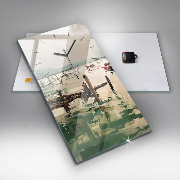 Orologio verticale Barche da pesca nel porto