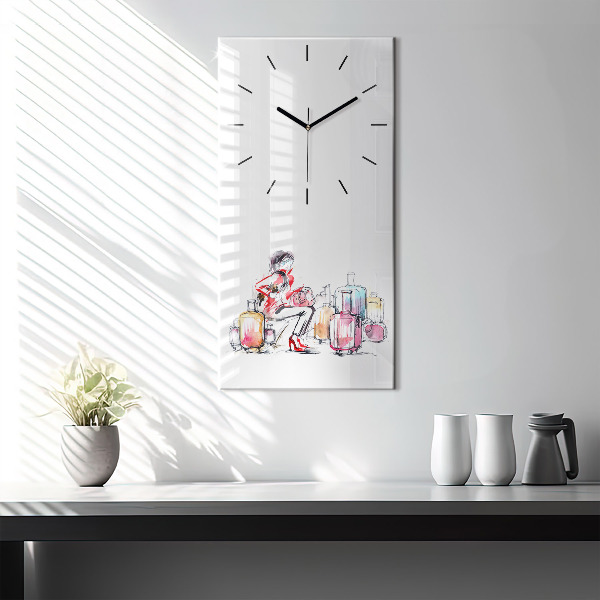 Orologio verticale Donna con valigie