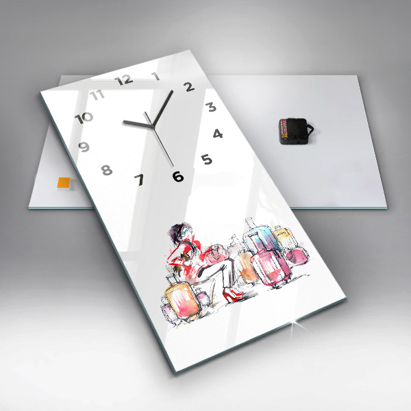 Orologio verticale Donna con valigie