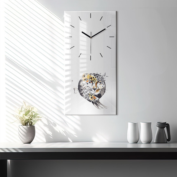 Orologio verticale Ghepardo dentro un cerchio astratto