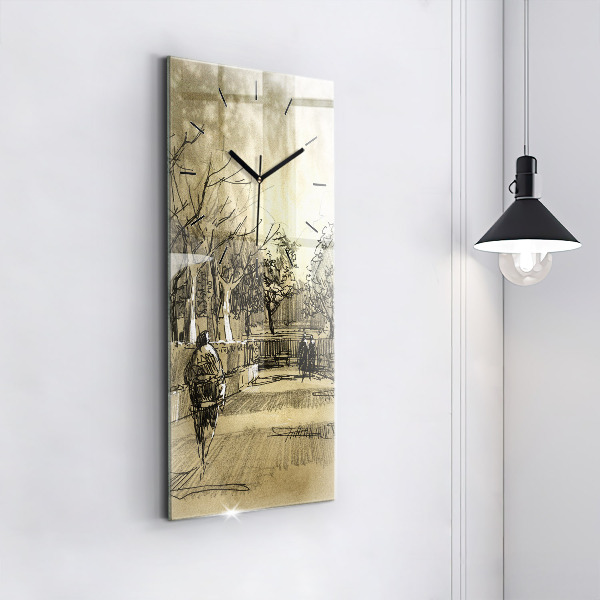 Orologio verticale Parco e alberi in seppia