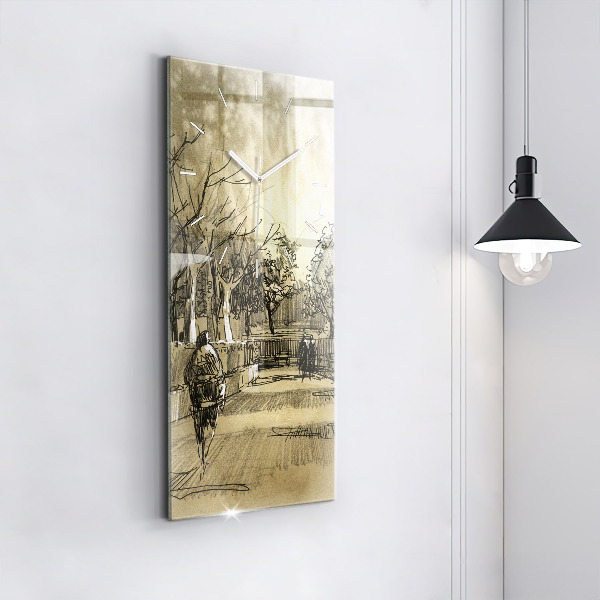 Orologio verticale Parco e alberi in seppia
