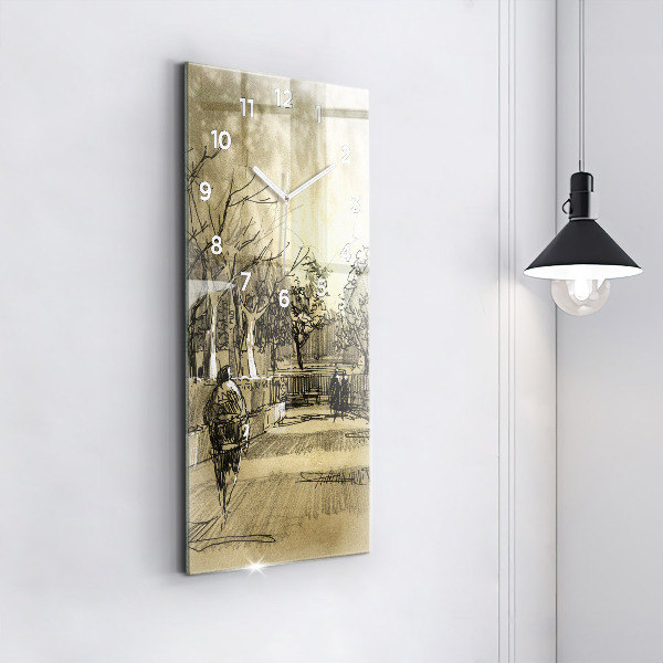 Orologio verticale Parco e alberi in seppia