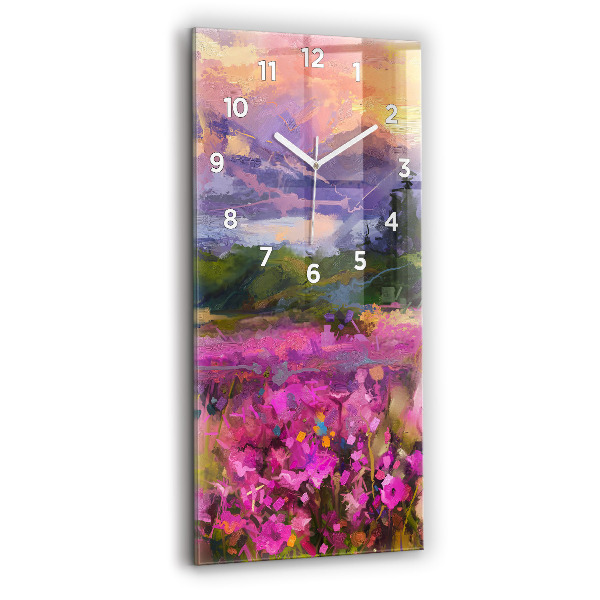 Orologio verticale in vetro Paesaggio di natura e fiori