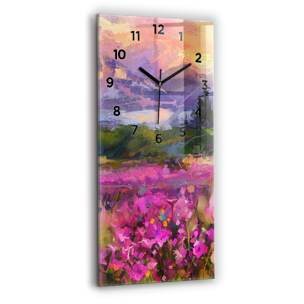 Orologio verticale in vetro Paesaggio di natura e fiori