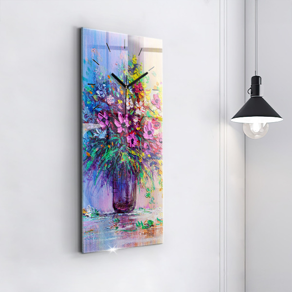 Orologio verticale in vetro Fiori in un vaso