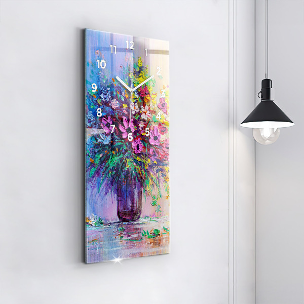 Orologio verticale in vetro Fiori in un vaso