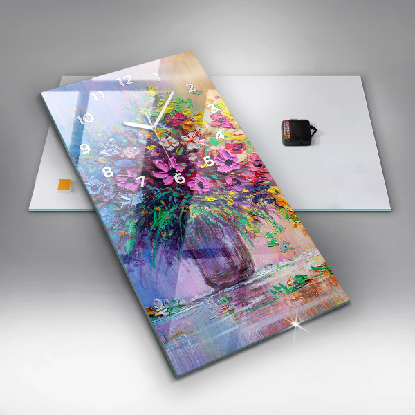 Orologio verticale in vetro Fiori in un vaso