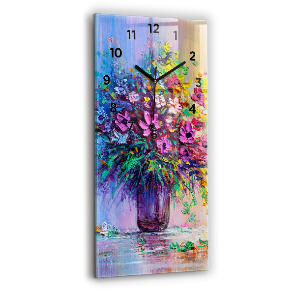 Orologio verticale in vetro Fiori in un vaso