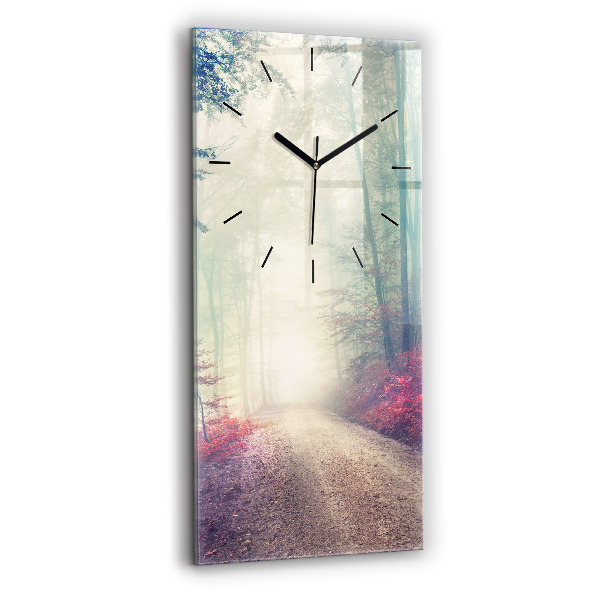 Orologio verticale Strada autunnale Foresta Nebbia