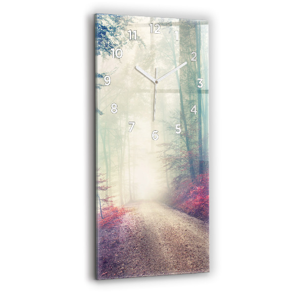 Orologio verticale Strada autunnale Foresta Nebbia