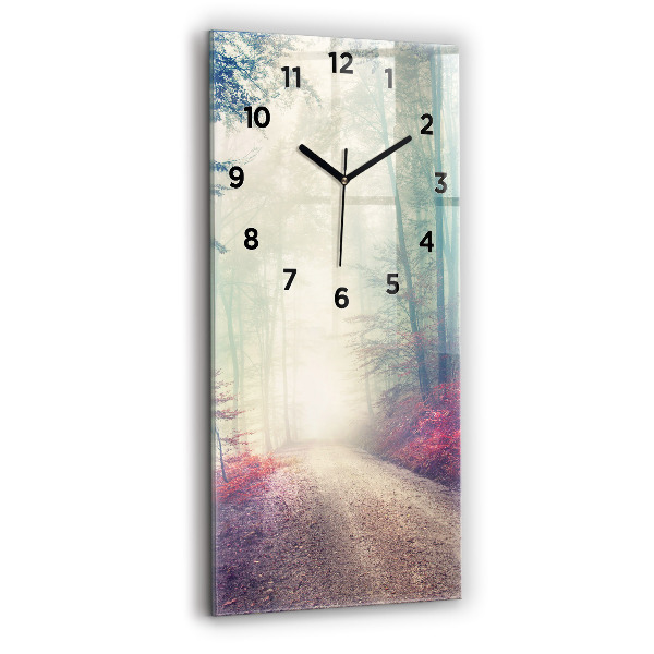 Orologio verticale Strada autunnale Foresta Nebbia