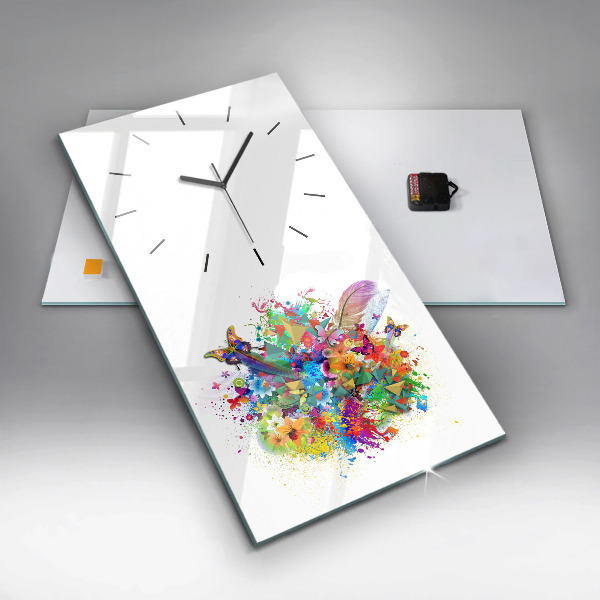 Orologio verticale Armonia floreale con farfalle