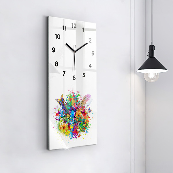 Orologio verticale Armonia floreale con farfalle