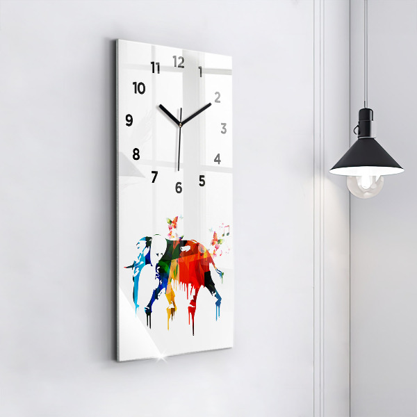 Orologio verticale Elefante dipinto colorato