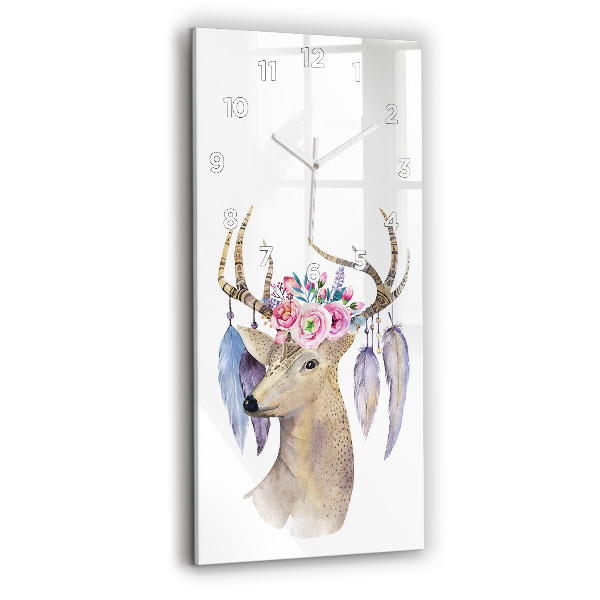 Orologio verticale Testa di cervo e fiori