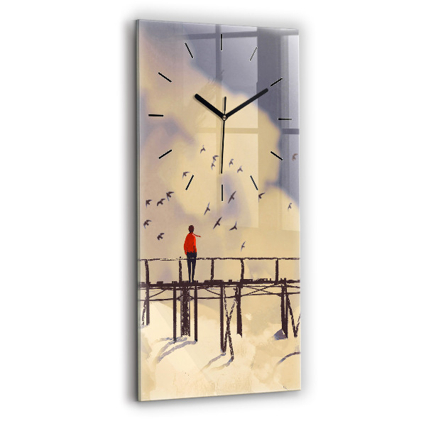 Orologio verticale Uomo sul vecchio ponte