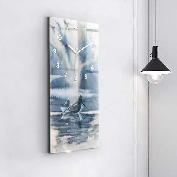 Orologio verticale Pescatore sul lago