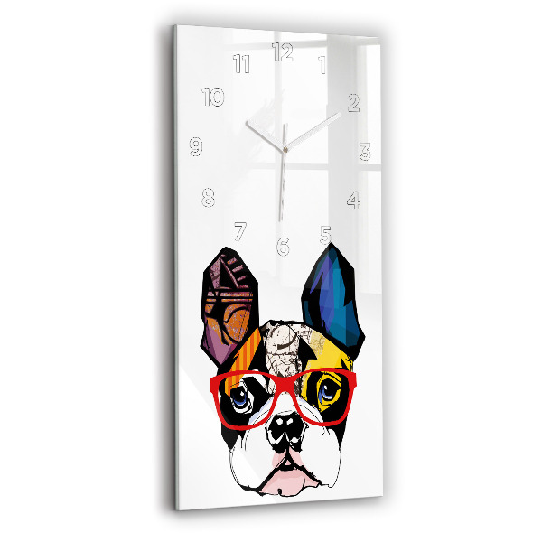 Orologio verticale Bulldog francese con gli occhiali