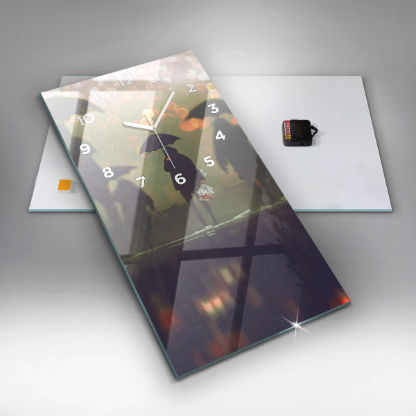 Orologio verticale in vetro Persone con ombrelli