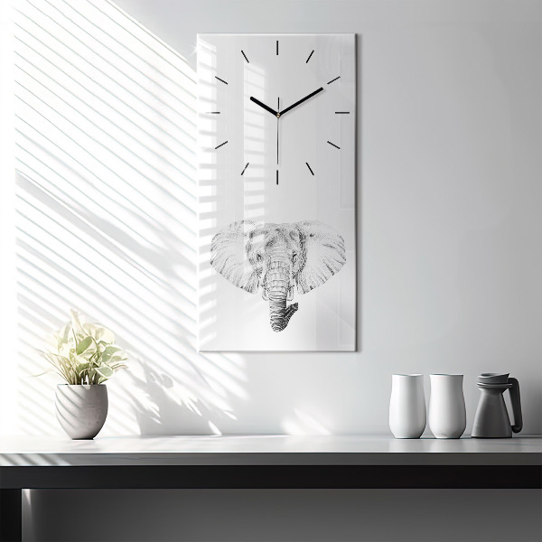 Orologio verticale in vetro Testa di elefante grafica