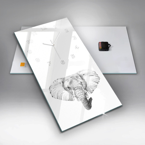 Orologio verticale in vetro Testa di elefante grafica