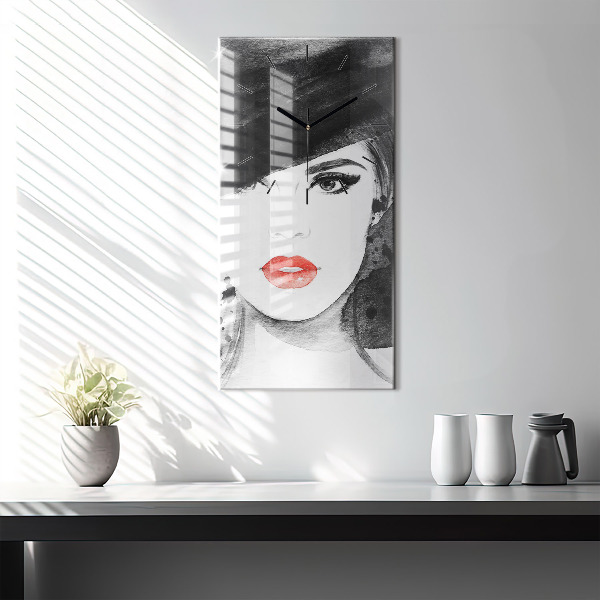 Orologio verticale in vetro Donna con cappello