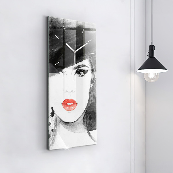 Orologio verticale in vetro Donna con cappello