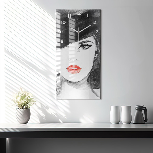 Orologio verticale in vetro Donna con cappello