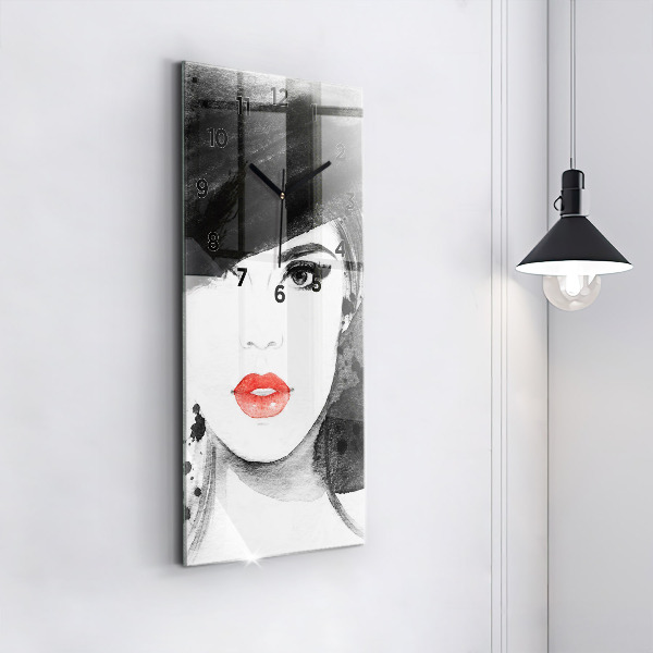 Orologio verticale in vetro Donna con cappello