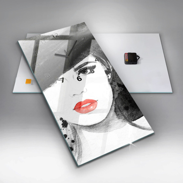 Orologio verticale in vetro Donna con cappello