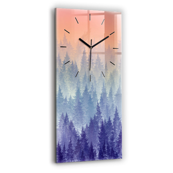 Orologio verticale in vetro Foresta nella nebbia