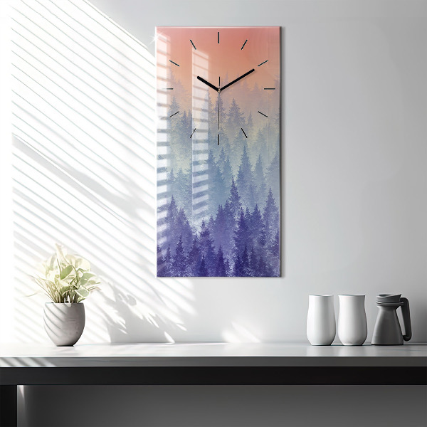 Orologio verticale in vetro Foresta nella nebbia