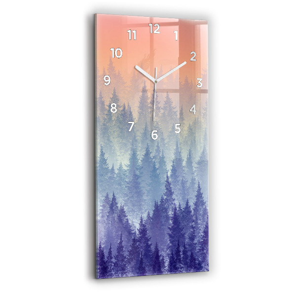 Orologio verticale in vetro Foresta nella nebbia