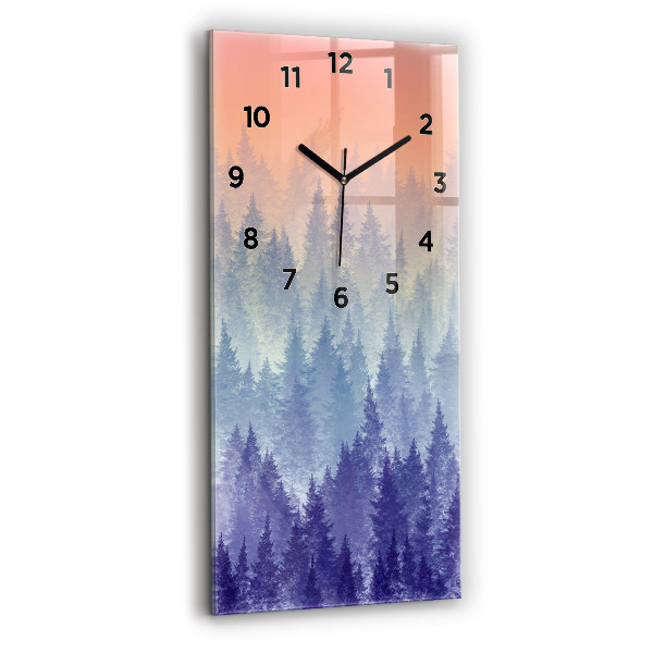 Orologio verticale in vetro Foresta nella nebbia